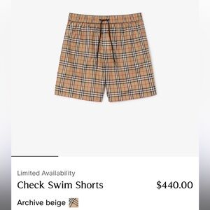 Men Burberry swim trunks authentic M